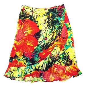Toto N Ko Floral Wrap Skirt Made in USA Hawaiian